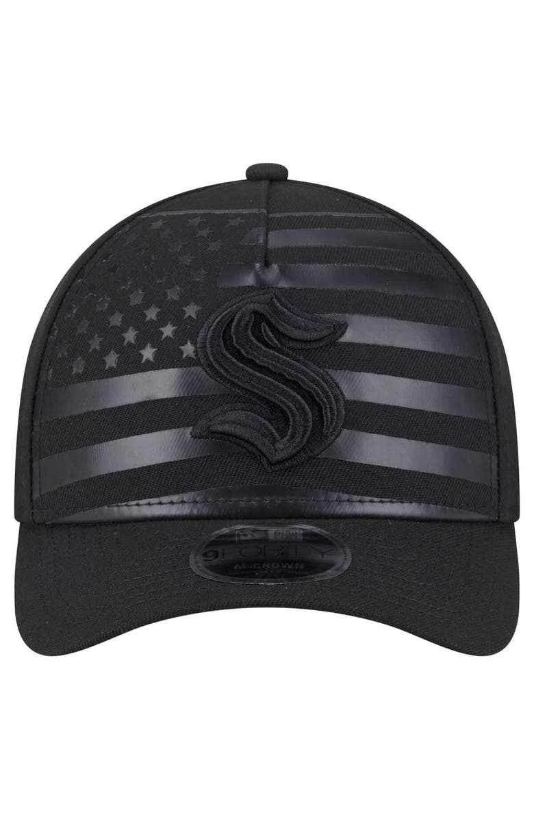 New Era Men's New Era  Black Seattle Kraken Game Day Stealth Flag 9FORTY A-Frame Adjustable Hat, Alternate, color, 