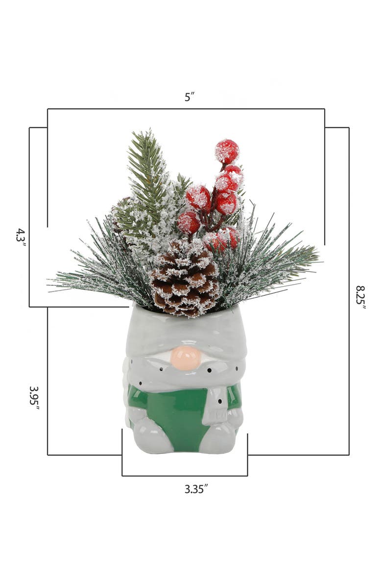FLORA BUNDA Christmas Mix in Gnome Ceramic Vase, Alternate, color, Green
