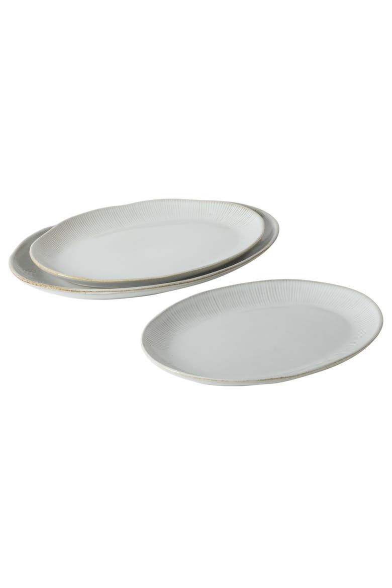 Dawson Mill 3-Piece Oval Reactive Glaze Stoneware Serving Platter Set, Alternate, color, White
