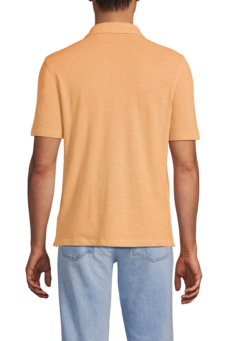Short Sleeve Cotton Linen Polo, Alternate, color, Sweet Mango Heather