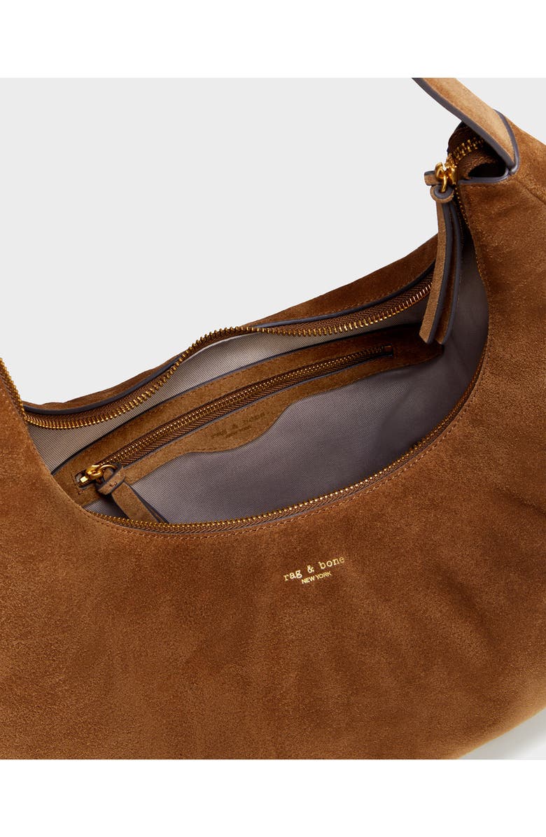 rag & bone Large Hudson Suede Hobo Bag, Alternate, color, Brown
