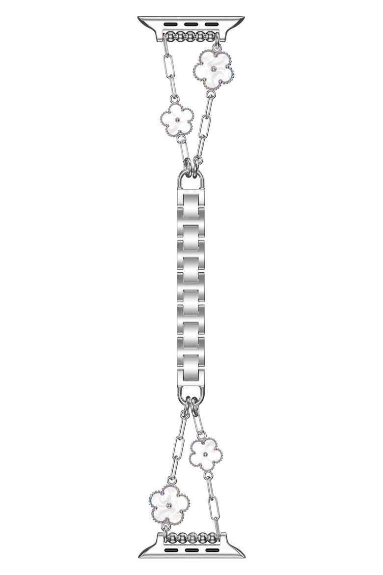 Flora Stainless Steel Apple Watch® Watchband, Main, color, SILVER
