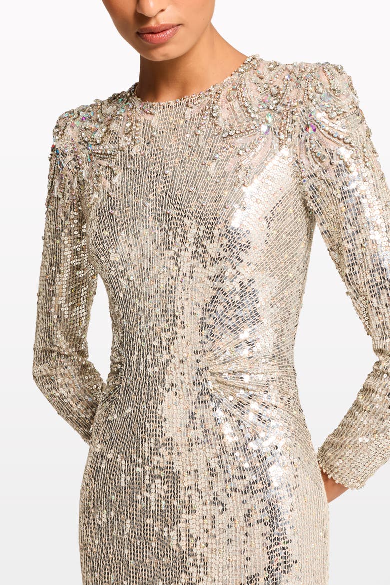 Dulcet Sequin-Embellished Dress, Alternate, color, Morganite