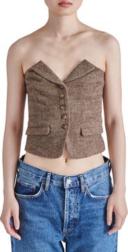 Steve Madden Adare Strapless Herringbone Corset Top