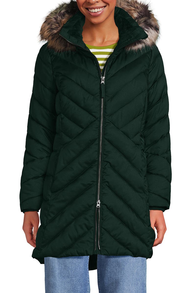 Lands' End Insulated Cozy Fleece Lined Primaloft Coat, Main, color, Deep Evergreen