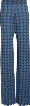 YanYan Basket Argyle Drapey Wool Straight Leg Pants