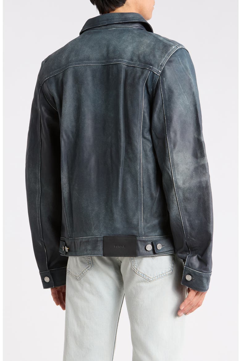 Leather Trucker Jacket, Alternate, color, BLUE
