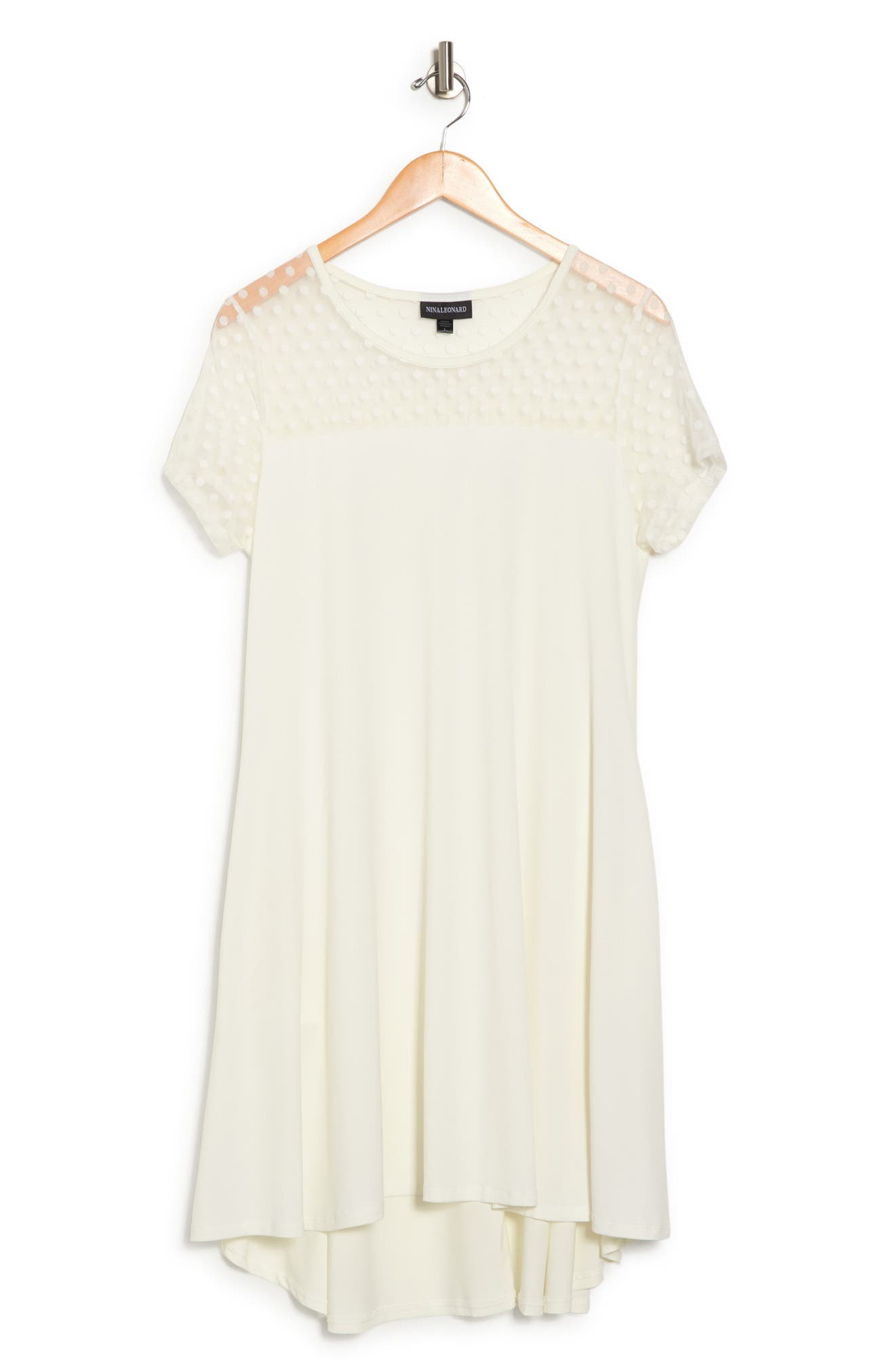 Nina Leonard Illusion Neck High-Low Shift Dress