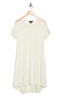 Nina Leonard Illusion Neck High-Low Shift Dress