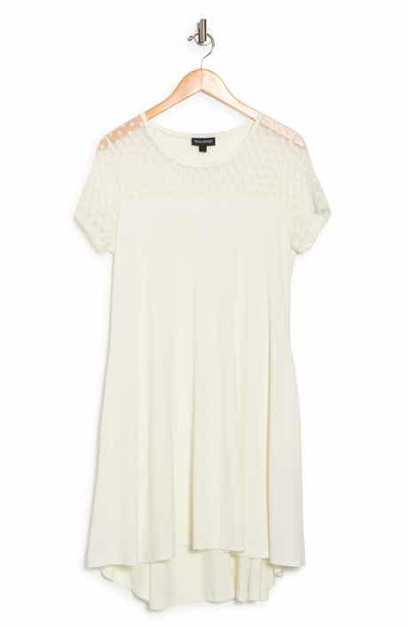 Nina Leonard Illusion Neck High-Low Shift Dress