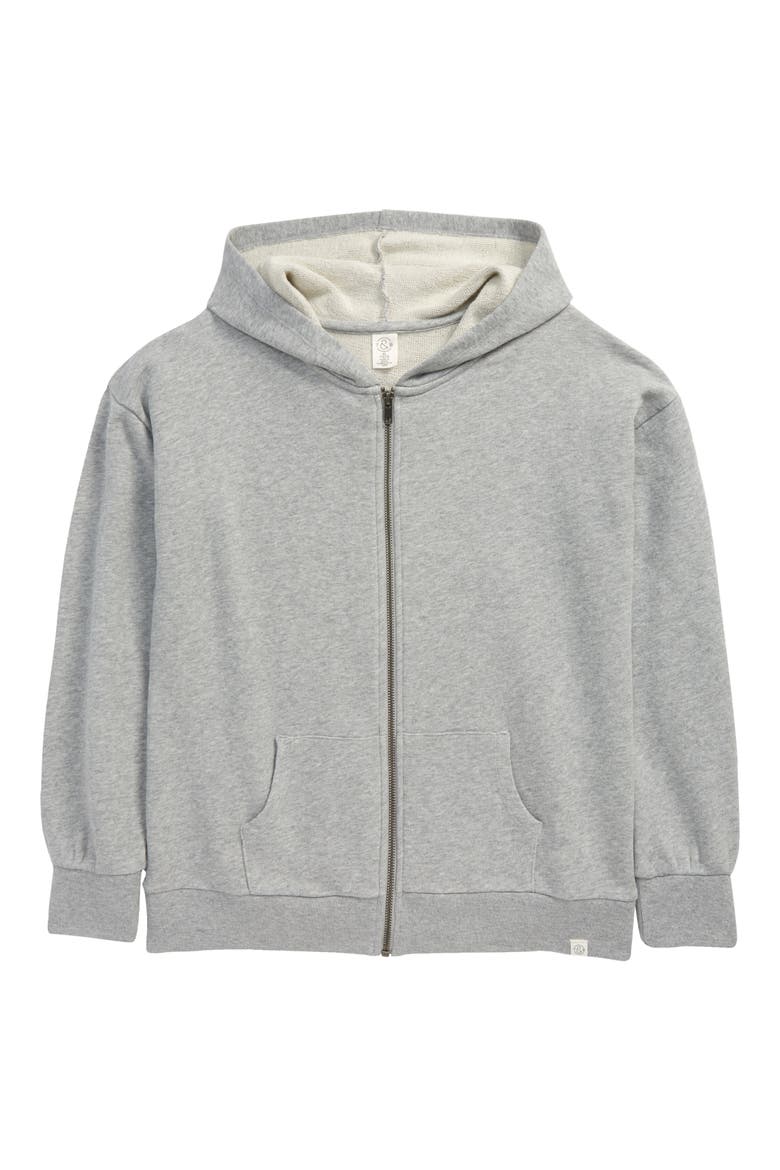 Kids' Oversize Terry Zip Hoodie, Main, color, GREY HEATHER