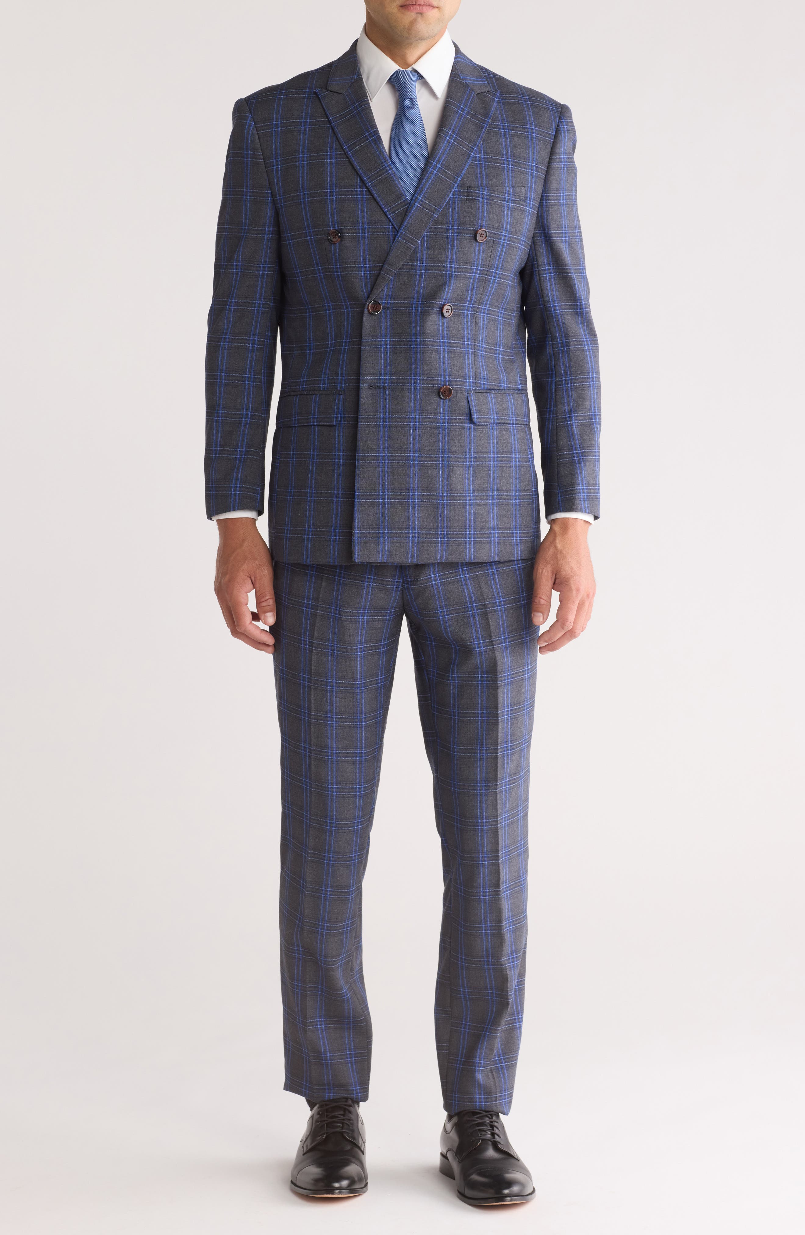 Gino Vitale Slim Fit Check Double Breasted Suit