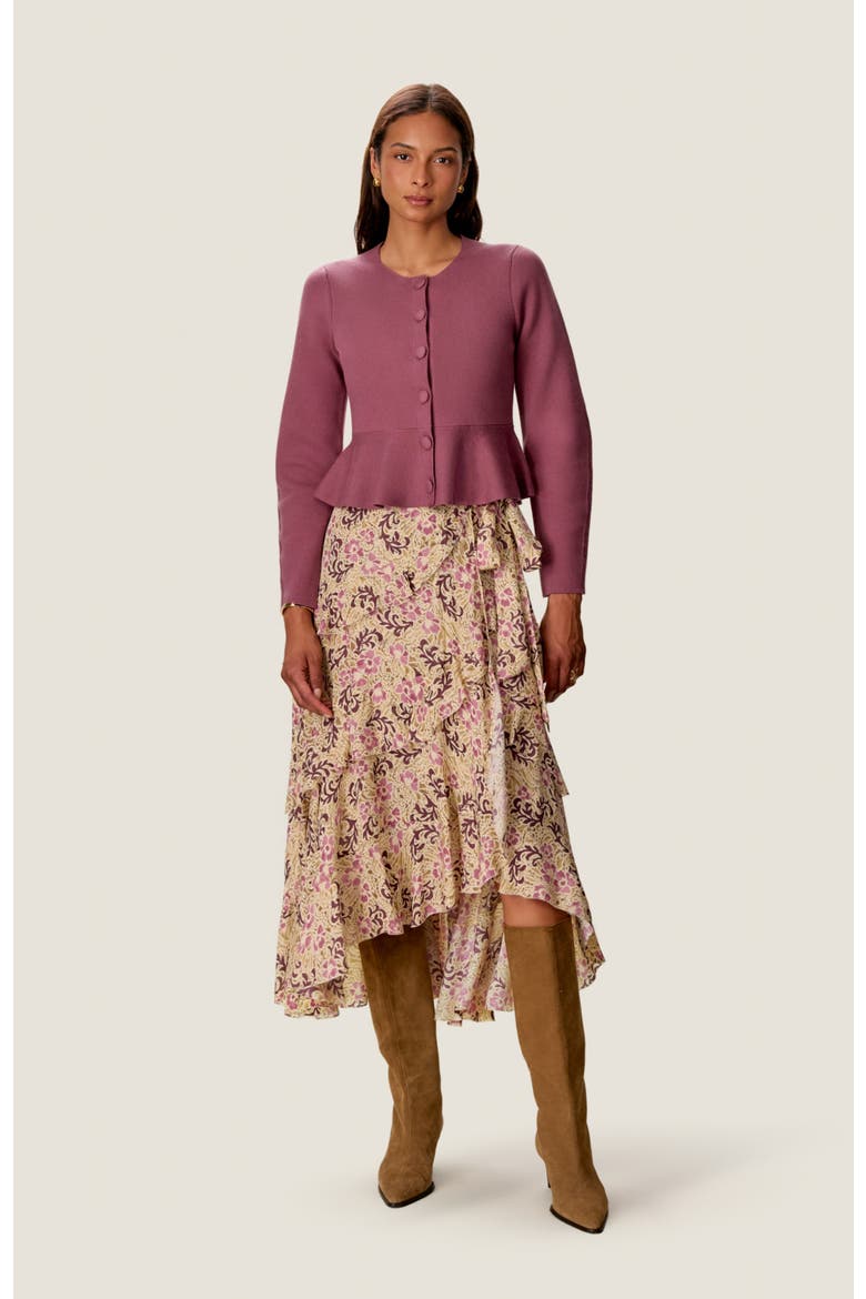 Jocelyn Peplum Cardigan, Main, color, Soft Plum