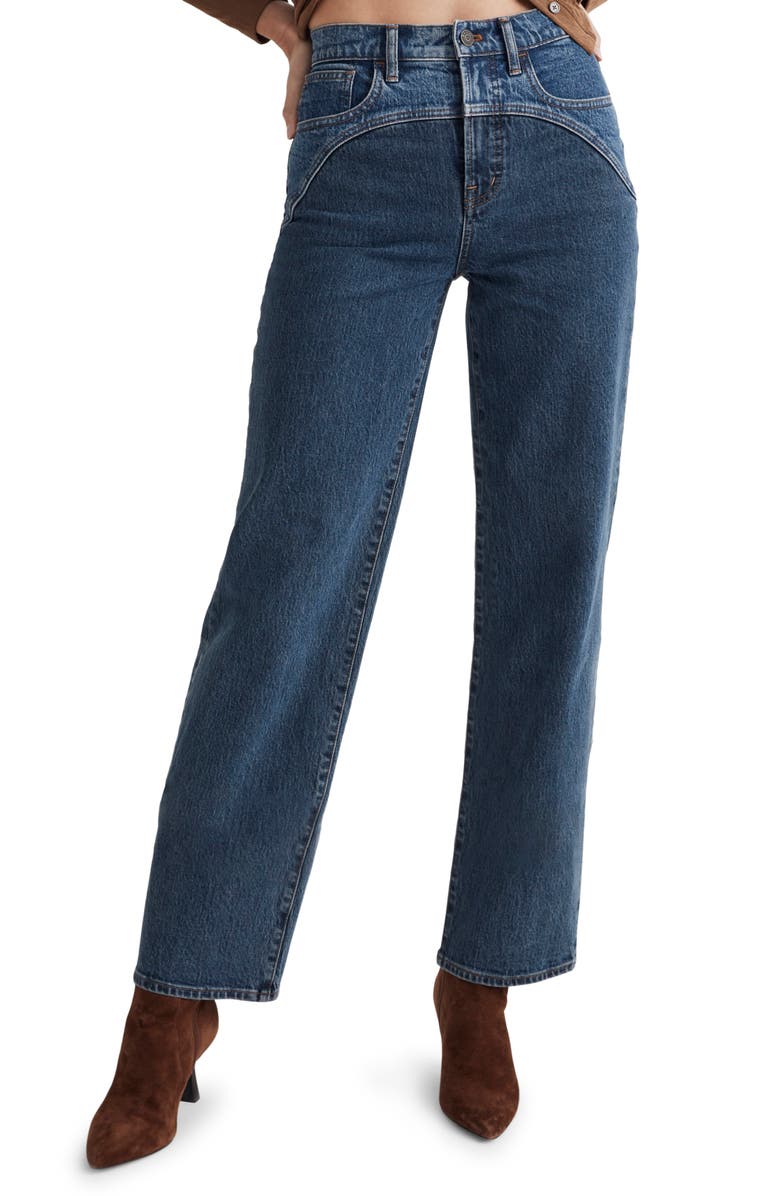 Madewell Two Tone Wide Leg Crop Jeans, Main, color,