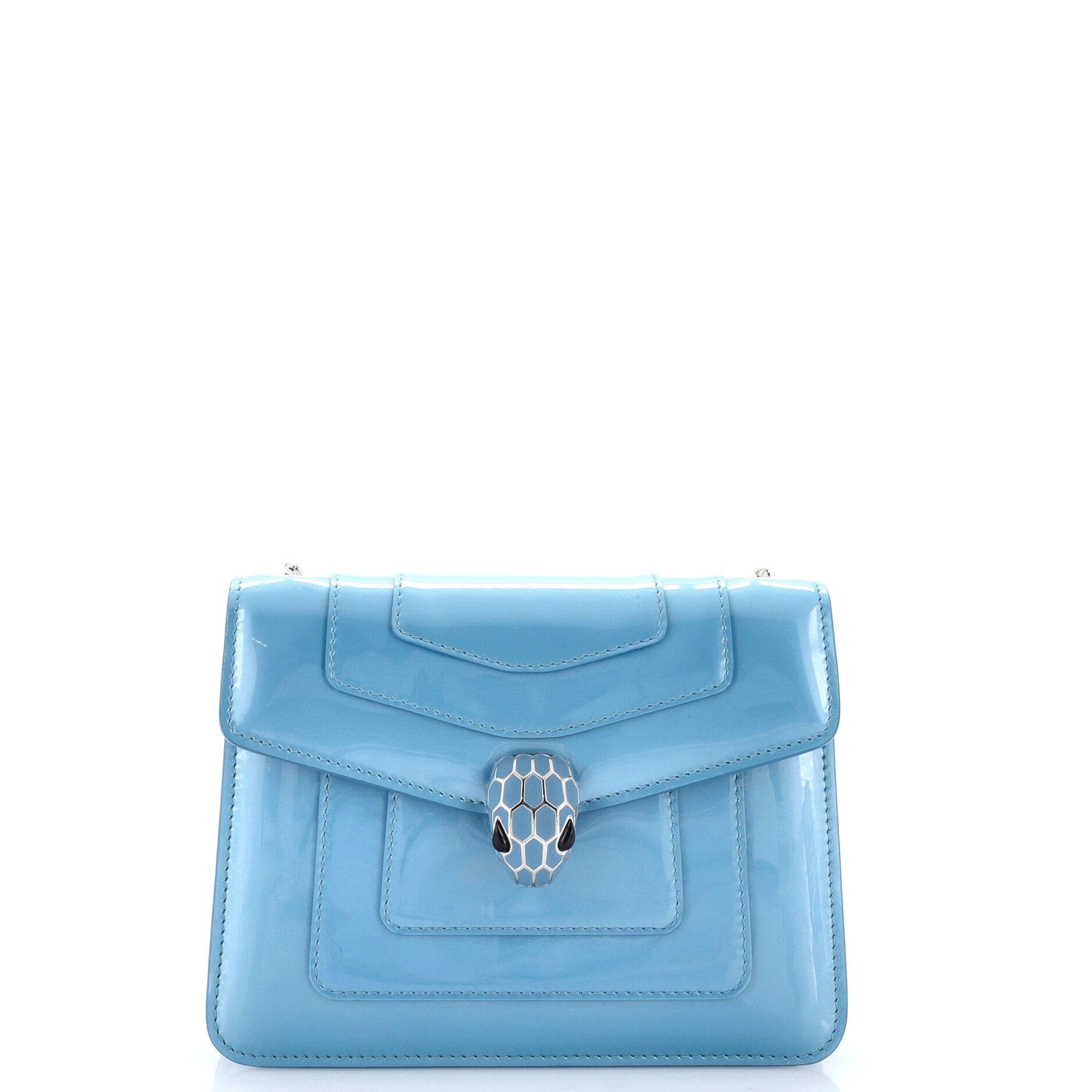 Serpenti Forever Square Shoulder Bag Patent Small, Main, color, Blue