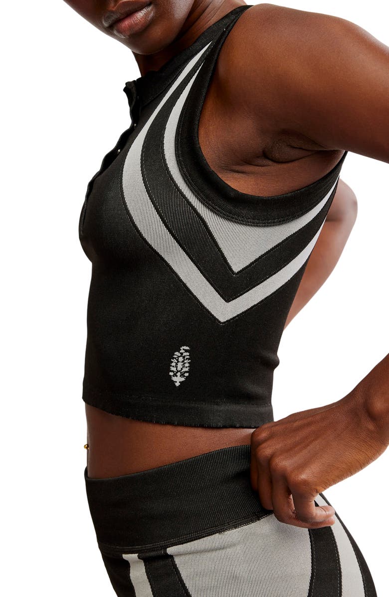 Free People FP Movement Free Kick Crop Henley Muscle Tank, Alternate, color, 