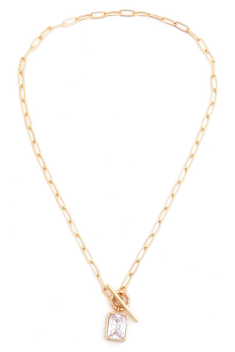 Cubic Zirconia Toggle Pendant Necklace, Main, color, GOLD