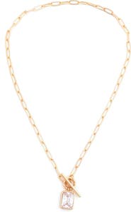 Panacea Cubic Zirconia Toggle Pendant Necklace