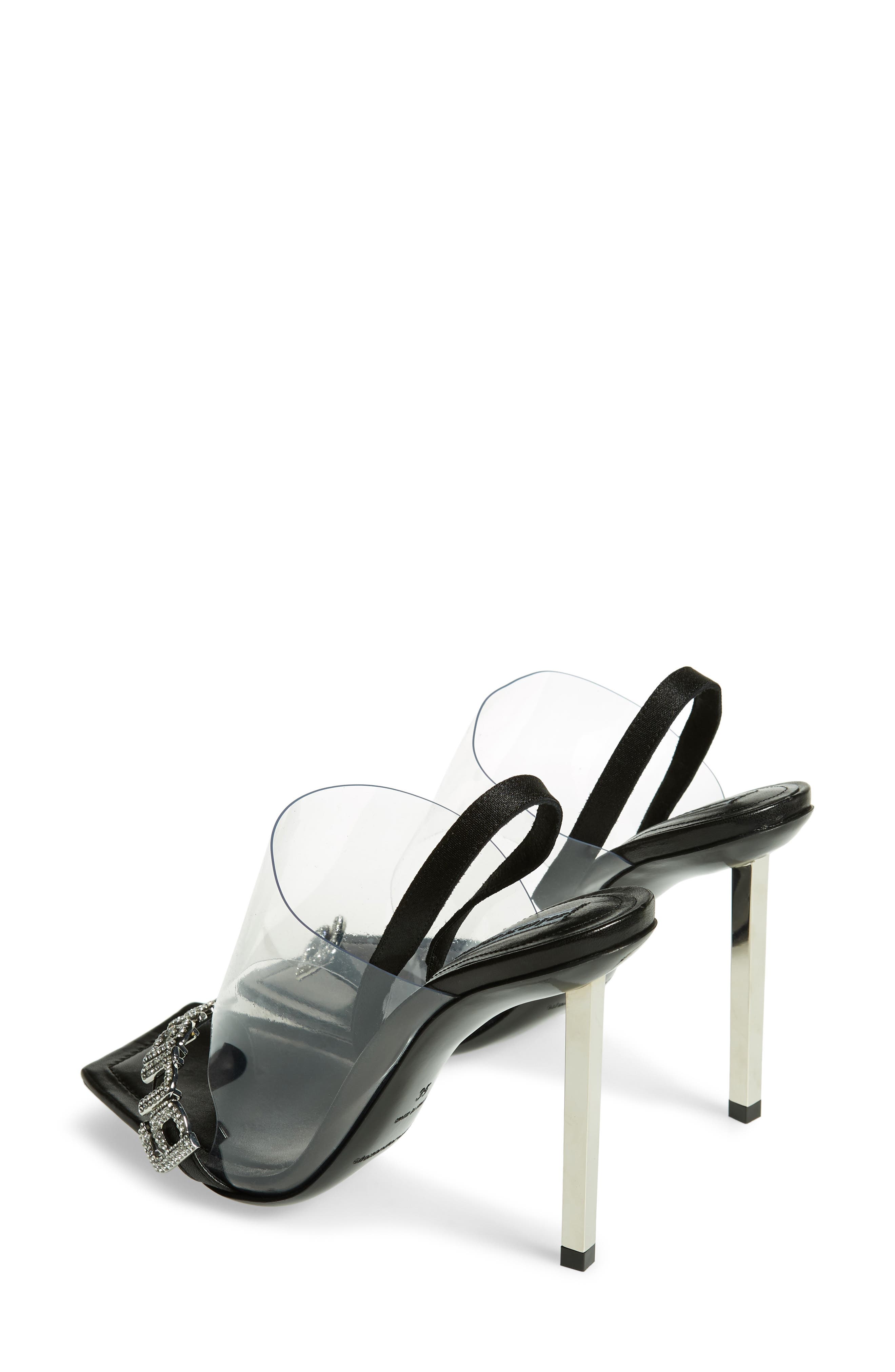 Alexander Wang Kaia Clear Strap Crystal Logo Sandal, Alternate, color, 