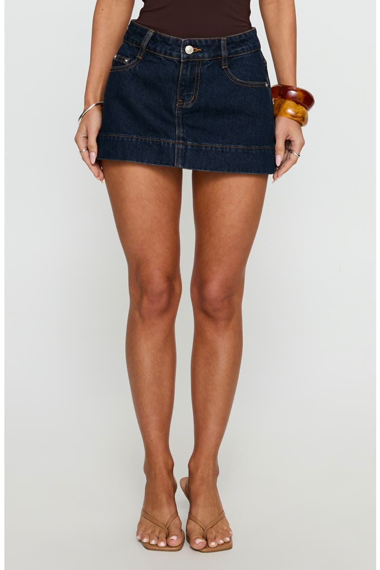 Warna Low Rise Denim Miniskirt, Main, color, DARK WASH