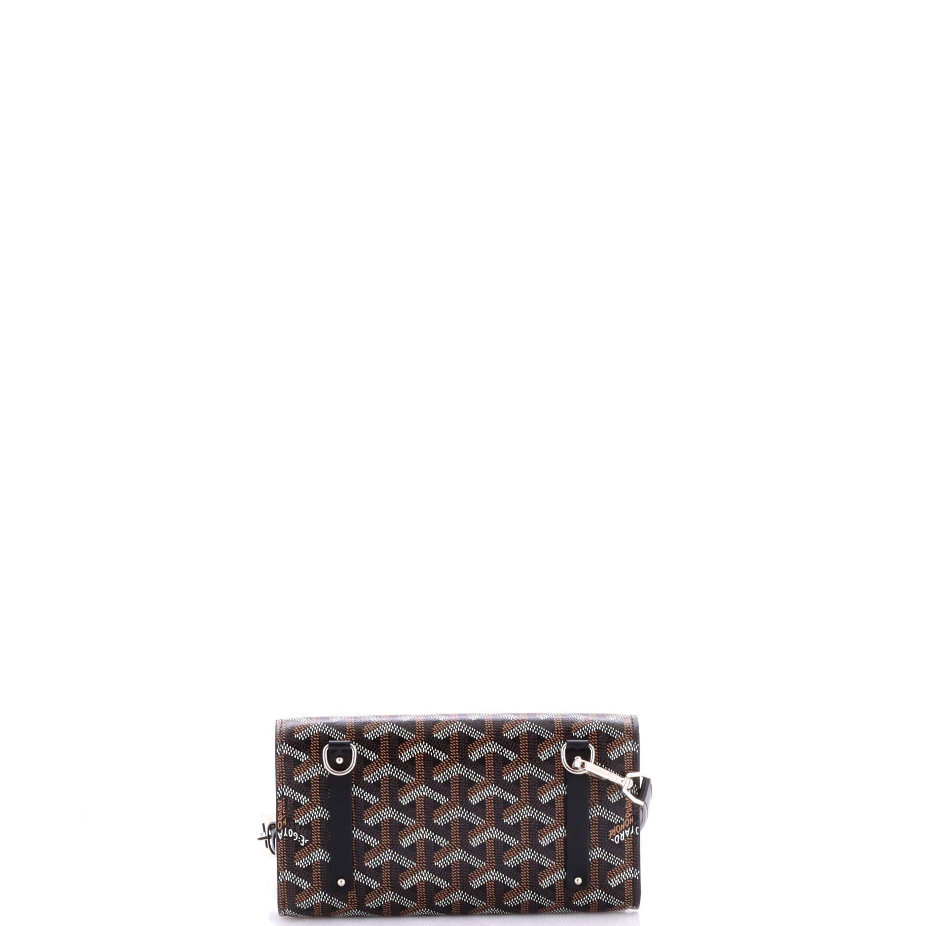 Pre-Owned Goyard Monte Carlo Clutch with Strap Coated Canvas PM, Alternate, color, Black