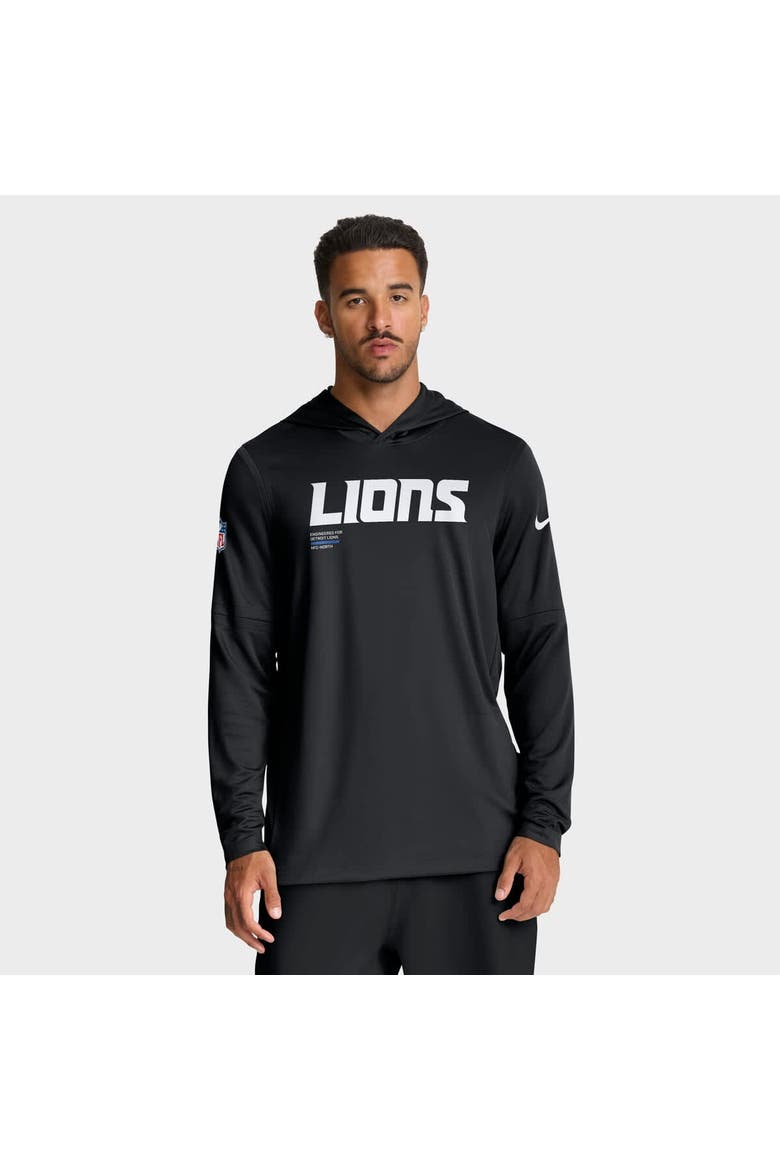 Men's Nike Black Detroit Lions Sideline Pure Fury Performance Long Sleeve Hoodie T-Shirt, Main, color, Black