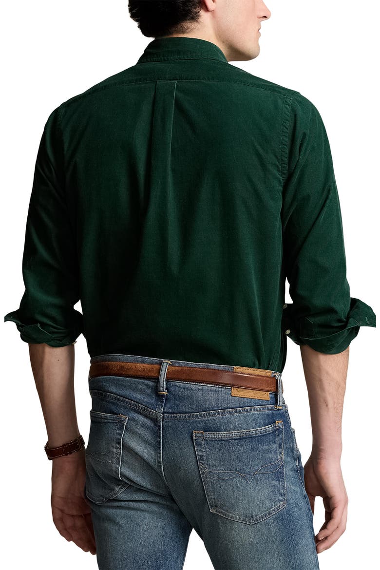 Solid Corduroy Button-Down Shirt, Alternate, color, VINTAGE PINE