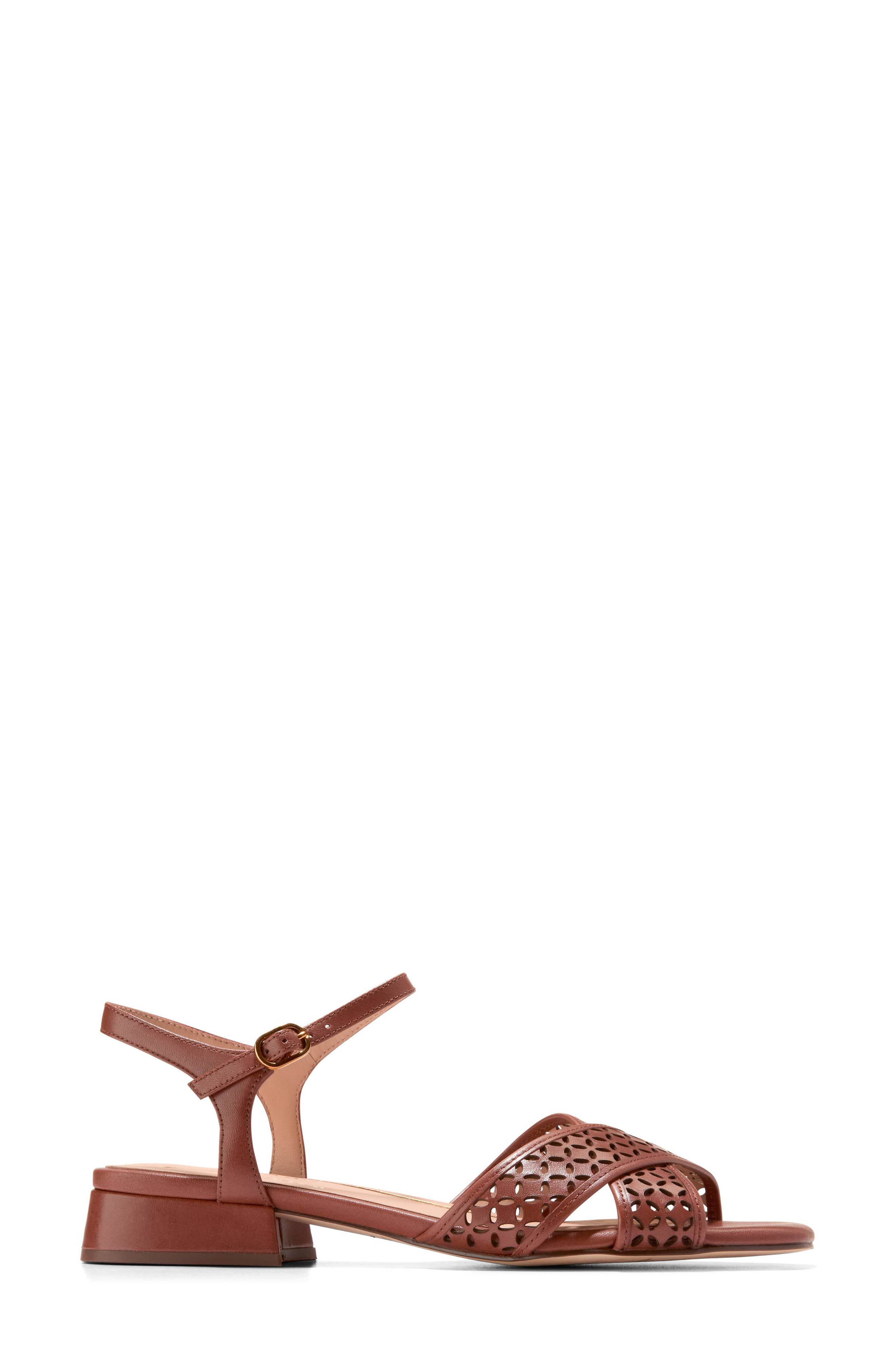 Patie Sandal, Alternate, color, DARK CUOIO PERFORATED LEATHER