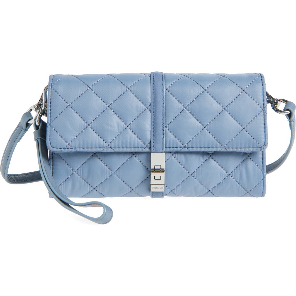 MZ Wallace Astor Diamond Quilted Nylon Convertible Crossbody Bag in Stone Blue  product