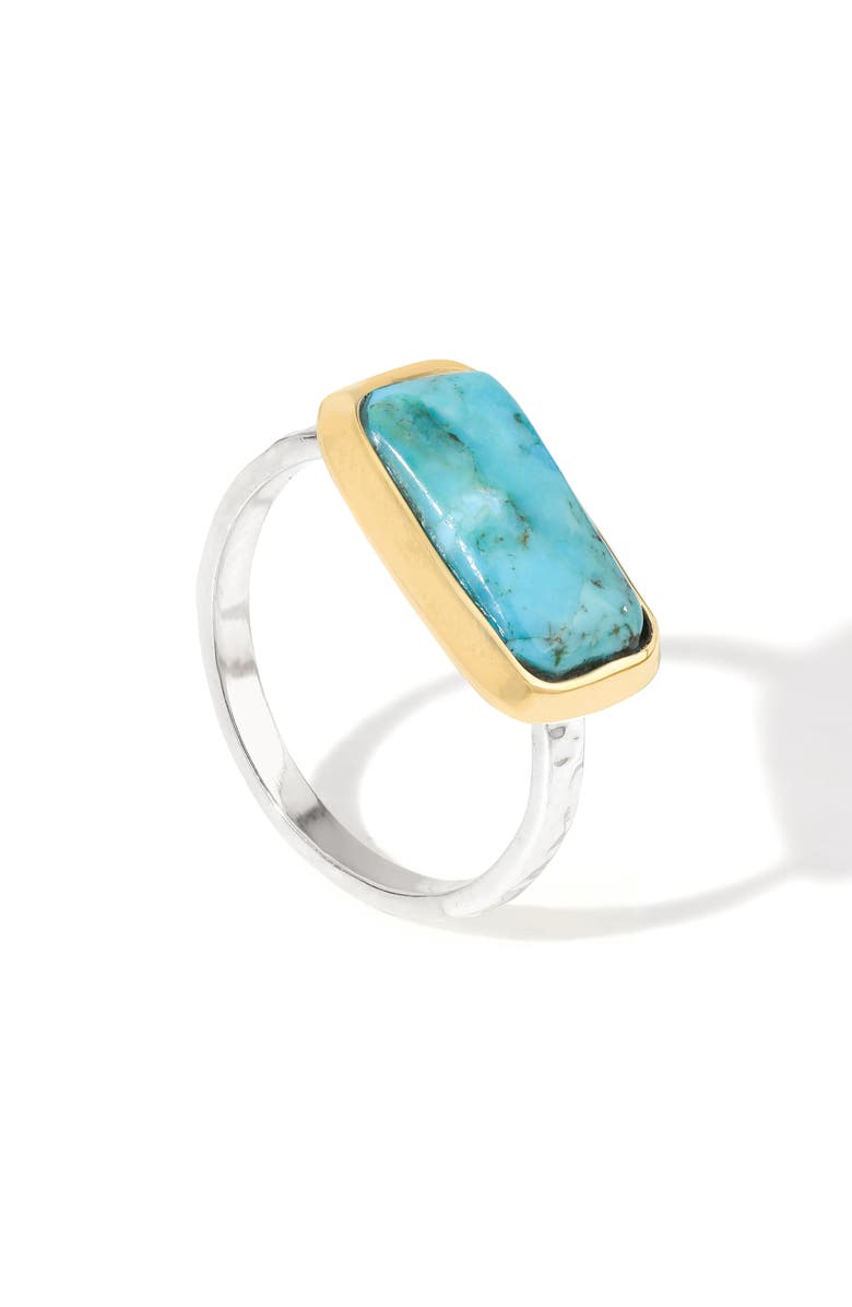 YS GEMS Two-Tone Semiprecious Stone Ring, Main, color, Turquoise Blue