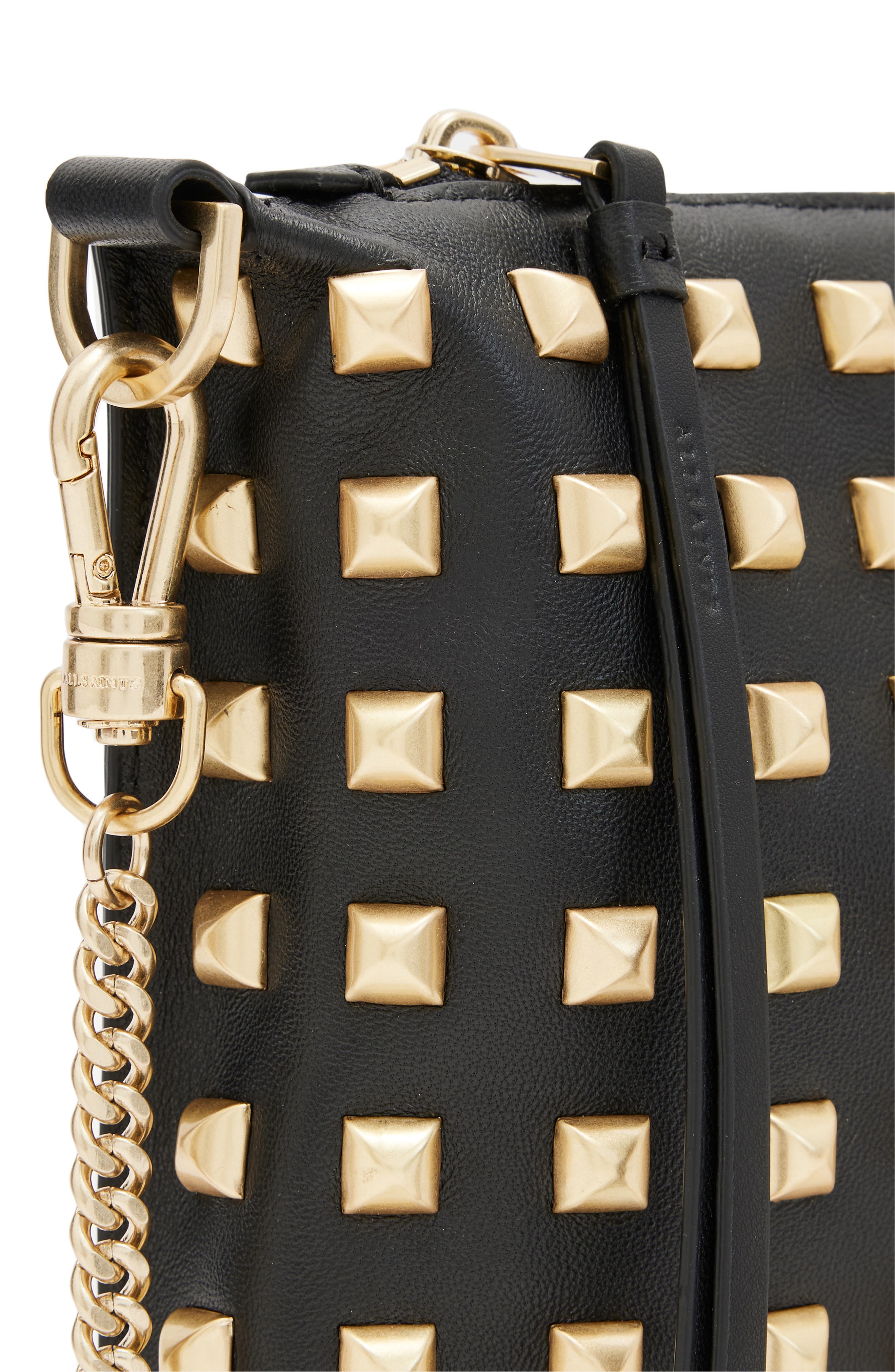 AllSaints Eve Studded Leather Crossbody Bag, Alternate, color, 