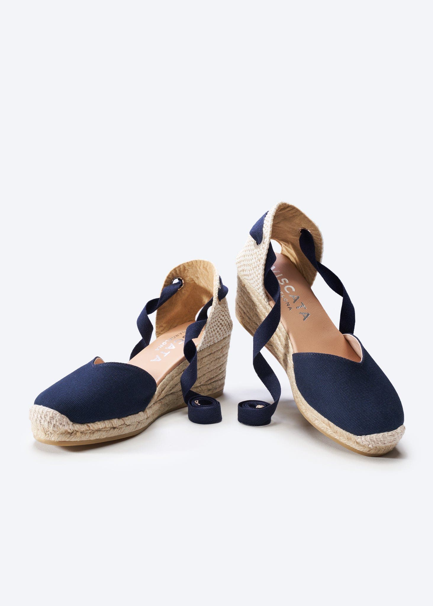 VISCATA Gava Canvas Espadrille Wedges, Alternate, color, Navy Blue