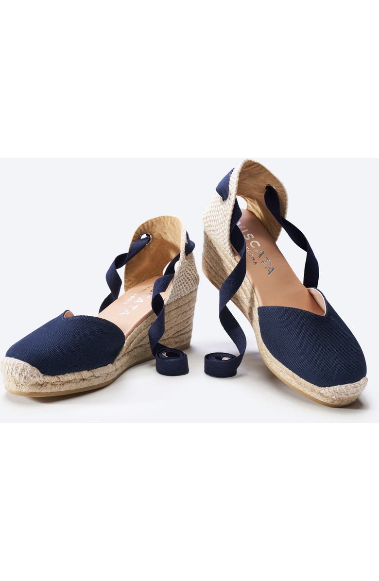 VISCATA Gava Canvas Espadrille Wedges, Alternate, color, Navy Blue
