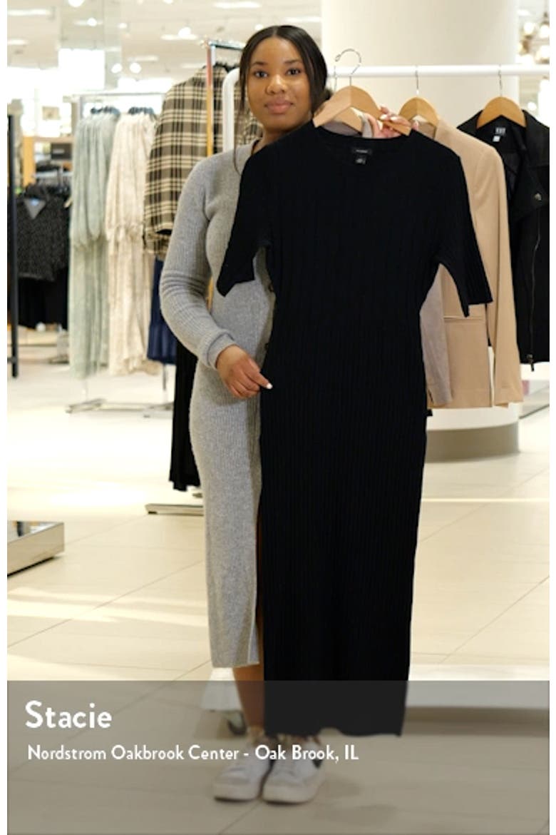 Rib Short Sleeve Sheath Sweater Dress video