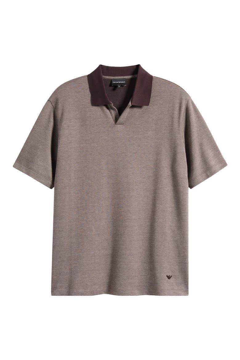 Johnny Collar Heathered Cotton Piqué Polo, Alternate, color, BROWN