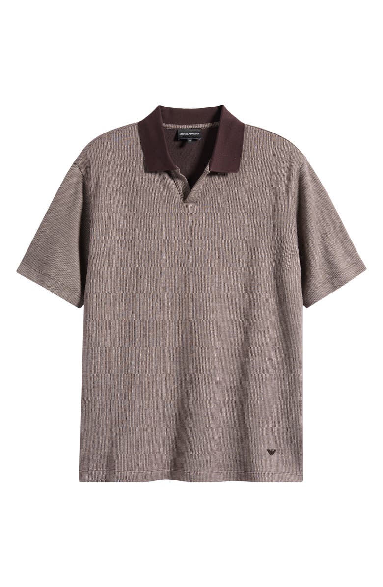 Emporio Armani Johnny Collar Heathered Cotton Piqué Polo, Alternate, color, Brown