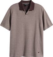Emporio Armani Johnny Collar Heathered Cotton Piqué Polo
