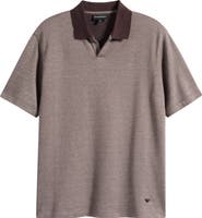 Emporio Armani Johnny Collar Heathered Cotton Piqué Polo