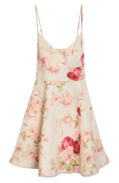 Roselight Picnic Linen & Silk Minidress (Regular & Petite)