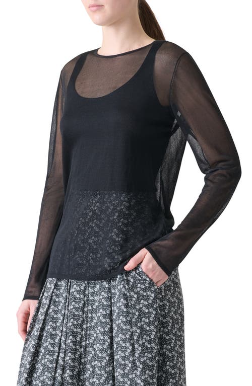 Akris Sheer Overlay Silk Sweater Tank In Black