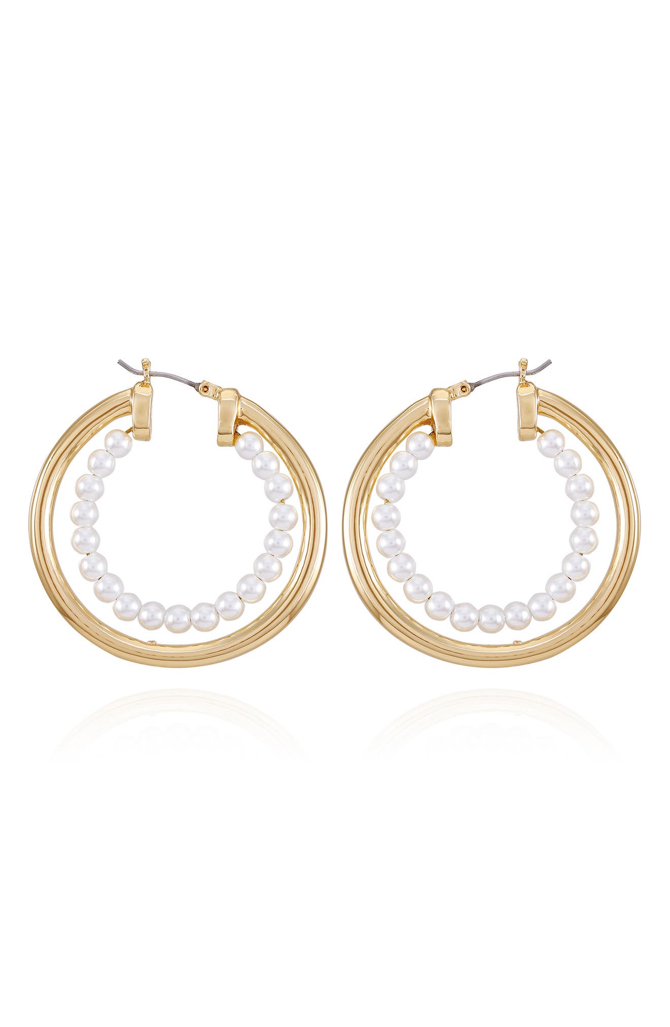 Vince Camuto Imitation Pearl Hoop Earrings