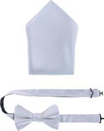 Trafalgar Sutton Solid Color Silk Bowtie and Pocket Square Combo