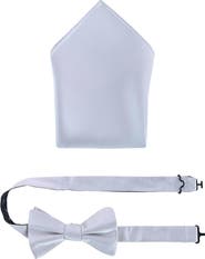 Trafalgar Sutton Solid Color Silk Bowtie and Pocket Square Combo