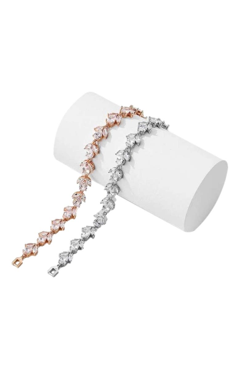 Hollywood Sensation Flower Blossom Cubic Zirconia Tennis Bracelet Marquise and Oval Cut, Alternate, color, 