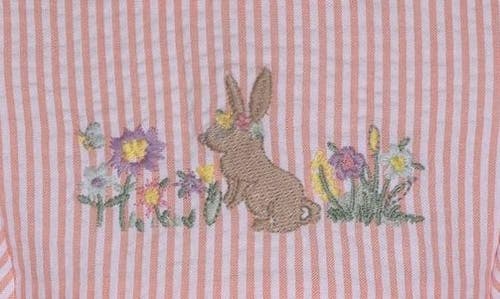 Iris & Ivy Kids' Seersucker Embroidered Easter Dress In Peach