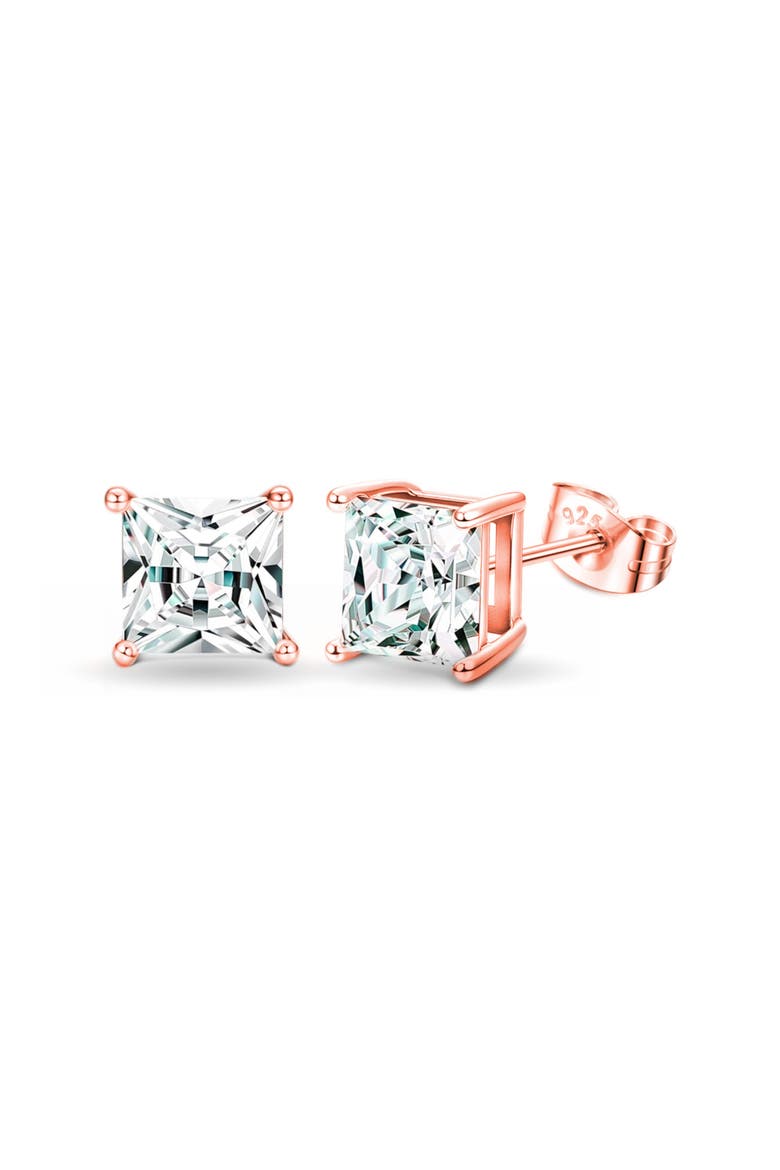 Rose-Tone Square Studs, Main, color, Pink