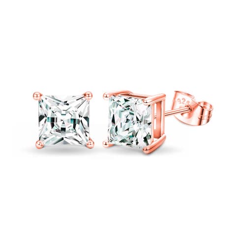 Donatello Gian Rose-tone Square Studs In Pink