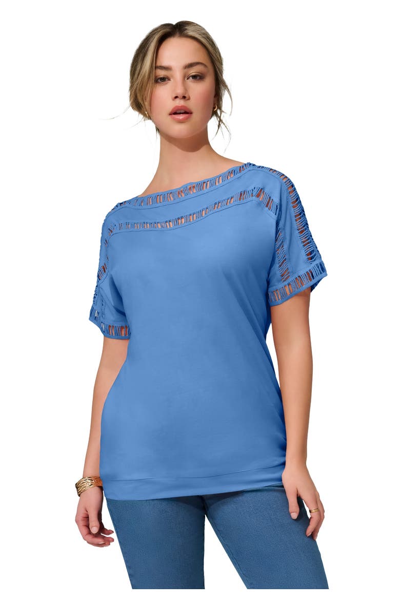Ladder Stitch Tee, Main, color, HORIZON BLUE
