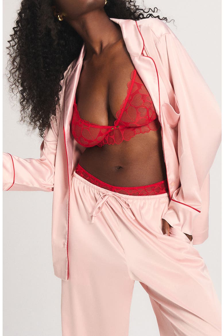 Satin Ever After Pajama Shirt, Main, color, RETRO ROSE