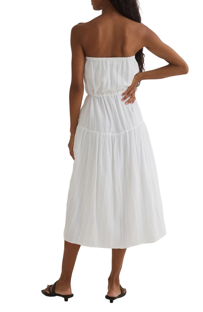 Bella Dahl Embroidered Stripe Strapless Cotton Midi Dress, Alternate, color, 